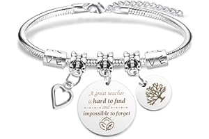 BOMEON Thank You Teacher Bracelet, Personalised Leaving Gifts for Teachers