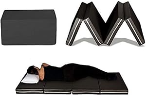 EVERGREENWEB MATERASSI & BEDS Evergreenweb – Futón cama colchoneta ahorraespacio plegable en 4 y convertible en práctico puf. Colchón individual de 10 cm