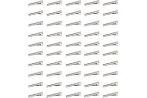 MaoNativey 50Pcs Pinces Crocodiles Cheveux, 45mm Métal Alligator Barrette Accessoires de Bricolage Antidérapants Pièces pour Femmes et Les Filles Salon Hair Style