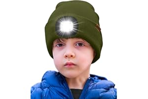 ATNKE Bambini LED Cappello con Luce, USB Ricaricabile 4 LED Luce Cappello da Corsa Invernale Torcia Testa Mani Libere Calda Berretto Lavorato Maglia Regali per Ragazzi e Ragazze