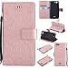 Produktbild Lonchee Asus Zenfone Go TV ZB551KL (5,5 Zoll) Leder Wallet Tasche Brieftasche Schutzhülle , Sonnenblumen geprägten Muster Design Hochwertige PU Leder Folio Tasche Case Hülle im Bookstyle mit Standfunktion Kredit Kartenfächer (Rose Gold)