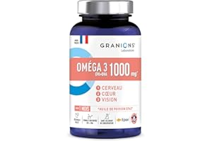 OMEGA 3 1000 mg GRANIONS | Huile de Poisson Sauvage EPAX -Haute Concentration Omega 3 DHA EPA + Vitamine E - Complément Alimentaire Omega3 - Oméga-3 Sans OGM, Certifié Friend of the Sea- 60 Capsules