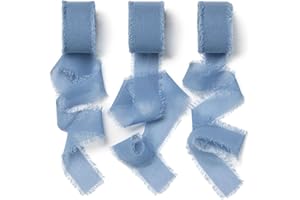 AOKSUNOVA Mousseline de Soie Ruban Bleu 2.5 cm x 18.9 m - Arc Ruban Bleu Foncé - Cadeau de Mariage