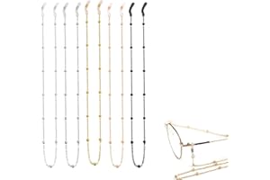 Fzcyuoo 5Pcs Glasses Chain Non-Slip Anti-Lost Glasses Chain Sunglasses Chain Lanyard Glasses String Reading Glasses Chain Beaded Eyeglass Strap Spectacle Chain for Glasses Retainer Men Women