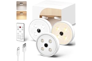 EZVALO Luz Armario, Luz LED Sensor de Movimiento, Luces LED Adhesiva con Mando a Distancia, Iluminación Regulable para Escaleras, Habitaciones, Armarios, Cocinas (2000mah-2 Color-3 Piezas)