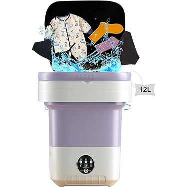 Lavatrice Portatile 8L Pieghevole - Per Viaggio, Campeggio, Biancheria Intima, USB