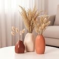 PUREZENTO Rustic Ceramic Bud Vase - Set of 3 | Centerpiece & Showpiece for Home Decor, Living Room, Bookshelf & Tabletop Styl