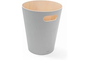 Umbra Woodrow Cestino della spazzatura, capacità 7,5 L, Faggio Europeo, Grigio