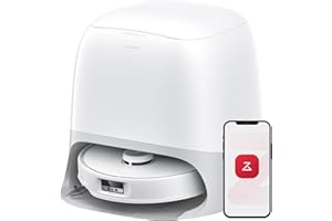 roborock Qrevo Curv Robot Aspirador y Fregasuelos Autovaciado, Sin enredos, AdaptiLift, HyperForce de 18500 Pa, Cepillo Principal DuoDivide, Cepillo Lateral en Arco FlexiArm, Agua a 75 °C, Blanco