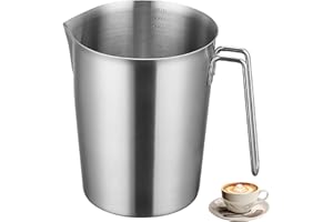 PORFOYO Pichet Doseur En Acier Inoxydable: 1500 ML Pot a Lait Inox, Verre Doseur En Métal Avec Marquage Avec Poignée Pour Café, Restaurant, Cuisine, Laboratoire