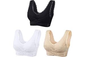 FUNALOE Sports Bras Women Push Up Bra Seamless Bra Lace Top Womens Bralette Comfy Bras for Women UK Solid Strap Wrap Plus Size Bra Underwear Without Steel Rings for Collection and Anti Sagging Summer Bra