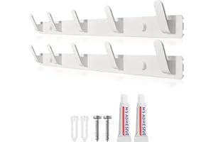 Sevenpers Percheros Pared Perchero Pared Blanco Perchero de Pared de Diseño Moderno con 5 Ganchos × 2 Piezas Dos Métodos de Instalación para Entrada Dormitorio Cocina Baño