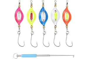 JaneYi 5 Pezzi Cucchiai da Pesca Trota Kit Esche Artificiali Spinning Esche UV-Attive e Autoluminose Ondulanti Spinning Esca per la Pesca alla Trota con Rimozione Amo Pesca e Scatola