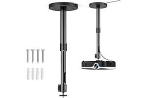 Jubor Projector Stand, Adjustable Projector Ceiling Wall Mount with 1/4" Screw, 27.5-38cm Extension Pole, Hanging Mount Bracket for Home Cinema, Games Room, Office