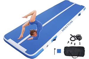 MEKETUM Air Turn Track Matte 2m 3m 4m 5m 10/20cm Dicke Turnen Matten Aufblasbar Gymnastikmatte Rutschfest Sportmatte für Zuhause/Training/Tumbling/Yoga/Outdoor/Fitness