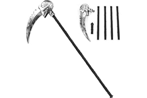 SUPERUM Halloween Sense - 146 cm Furchterregender Geisterkopf mit 5 Gewindestock,Gruselige Sensenmann Sichel Zerlegbar,Sense Halloween Kostüm Accessoire Grim Reaper Waffe Zubehör für Erwachsene Kinder