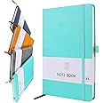 A5 Notebook, Notebook A5 Note Book Note Pad Journal Notebook A5 Notepad PU Leather Notebook for Office School Home Business Writing & Note Taking 200 Pages (100 Sheets)-Cyan