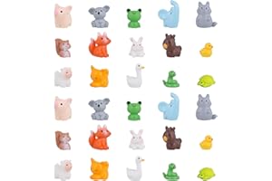 NQEUEPN 30 szt. Mini zestaw zwierząt z żywicy, 15 stylów małe zwierzęta z żywicy mini figurki z żywicy miniaturowe dekoracje ogrodowe mini figurki zwierząt do majsterkowania miniaturowy krajobraz dekoracja