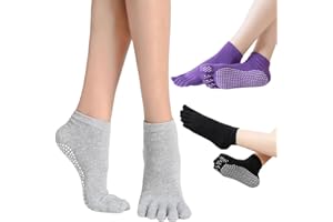 OUYIWEIMAOYI 3 Paia calzini cinque cita Calzini antiscivolo pilates Calzini antiscivolo con punta spaccata per Yoga,Pilates, Balletto, Fitness, Danza, EU 35-40