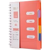 Spiral Notebook A5 Line of 240 Pages/120 Sheets, 80 g/m&sup2; Notebook (Pink) | With 4 Colour Dividers, 14.2 x 21 cm Spiral Notebo