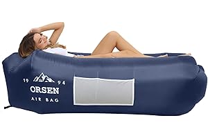 ORSEN Hamac Gonflable Plage Appui-Tête, Transat Gonflable Fauteuil Gonflable Lamzac pour Voyager, Camping, Randonnée, Festivals de Musique, pour Adultes