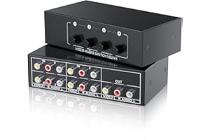 BolAAzuL Commutateur Audio RCA L/R 4 Entrées 1 Sortie, Switch Audio Vidéo Composite L/R Commutateur 4 in 1 Out Sélecteur AV 4 Ports Boîte de Sélection Plug & Play pour Wii PS2 Xbox DVD STB HDTV