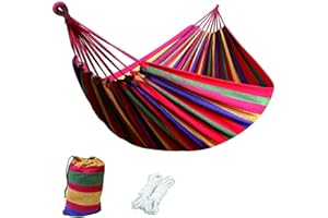 HIDEWALKER 1 Personas Hamaca Jardin 200KG Capacidad de Carga Amacas Colgantes Exterior de Lona Transpirable y Cómoda para Camping Patio Interior y Exterior (Rojo, 260x80cm)