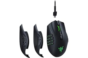 Razer Naga Pro - Souris Gaming sans Fil modulaire avec Panneaux latéraux interchangeables pour Les Jeux MMO, MOBA et FPS pour PC/Mac (Technologie HyperSpeed, 19 + 1 Boutons programmables) Noir