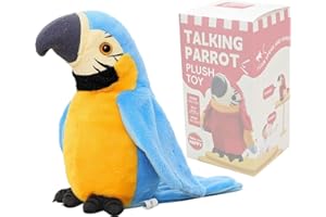 IEASEY Cutest Jouet Perroquet Imite Le Son Animaux de en Peluche Répétez ce que vous dites Ailes électronique Oiseau Jouet Interactif Intelligents Cadeau Noël Anniversaire pour Enfants Bébé