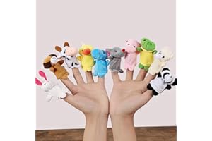 LATRAT 10Pcs Pupazzi delle Dita Animali, Giocattoli animaletti Peluche Piccoli Pensiero, Giocattoli Impostato Regalo di Natale per Bambini Marionette da Dita