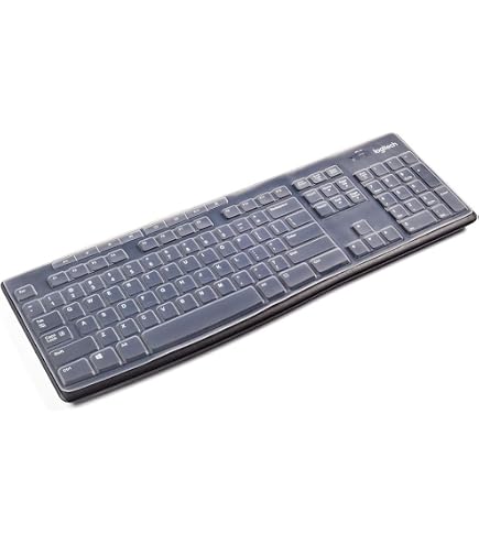 Pellicola In Silicone Per Tastiera Logitech MK270, MK275, K270 E Modelli Compatibili | Protezione Sottile E Traspirante, Copri Tastiera USA, Lavabile, Trasparente Effetto Fumé Blu