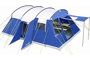 Skandika Tienda de campaña tipo túnel Milano para 6 personas, impermeable, con/sin tecnología Sleeper, suelo de tienda cosido, columna de agua de 5000 mm, altura de pie de 2 m, gran espacio de vida, techo solar, tienda de campaña, tienda familiar
