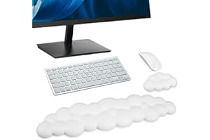 GBKDQQ Clavier ergonomique de repose-paume nuage avec mousse à mémoire de forme en cuir PU, dessous antidérapant et repose-poignet mignon (blanc)