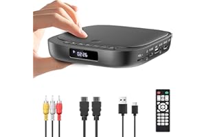 Desobry Reproductor DVD, HD 1080P - Lector DVD para TV con HDMI/RCA Cable, USB/TF Card Input, Todas Las Regiones Libres