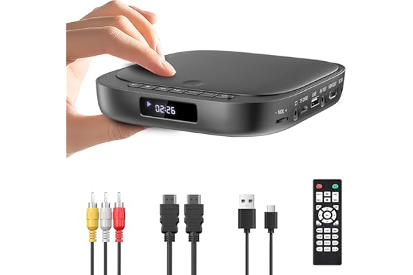 Desobry Lecteur DVD TV Avec Entrée USB/TF, HDMI Intégré PAL/NTSC, Multizone, Câble HDMI/RCA, Fonction De Mémorisation