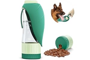 Blanlody Gourde pour Chien - Anti-Fuite - Grande Taille - 350 ML + Distributeur de Nourriture de 190 ML - pour Chien et Chat en déplacement, Voyage et Anniversaire (Vert, 350ml)