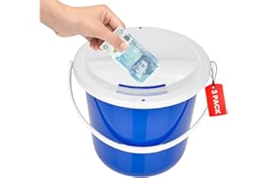 MY CHARITY BOXES Pack of 3 Charity Collecting Bucket Fundraising Collection Box Portable Money bucket ballot box suggestion box Blue
