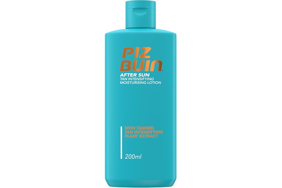Piz Buin After Sun Tan Intensifying Moisturising Lotion (200ml), Nourishing Aftersun Cream with Vitamin E and Shea Butter, Ideal to Soothe Sensitive Skin, with Tanimel Tan Intensifying Plant Extract