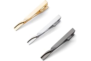 DHSWNNG Spinki do krawata, 3 sztuki, klasyczne spinki do krawata, złote, srebrne, czarne, cienkie, dla mężczyzn, styl biznesowy, zestaw klipsów do krawata, na rocznicę, imprezę (6 cm), jeden rozmiar, żelazo,