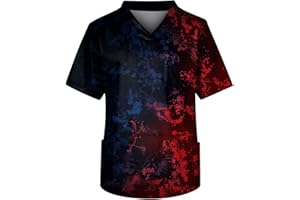 NHNKR Kasack Herren Pflege Tarnung Arbeitskleidung Mit Taschen Kurzarm Grosse GröSsen T-Shirt V-Ausschnitt Marmorierung Kleidung Uniformen