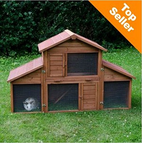 Espacioso conejo Hutch W/Grandes Run, uso versátil con desmontable lados, ideal para mascotas.