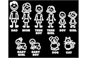 MIOAOA White Family Stickers for Cars, Car Sticker I Love My Family Car Bling Stickers and Decals, Pet Cat Dog Animal, Decal for Car Window Phone Notebook Decorative Cars Walls Exterior Accessories