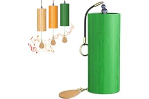 MIHOHO Campanas de bambú para meditación al aire libre, campanas zen de viento, decoración del hogar, yoga, instrumentos de curación de sonido profundo, carillón (verde)