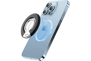 BENKS Anneau de Support Téléphone Magnétique pour iPhone 15 14 13 12 Pro Max, 360° Rotation, avec Anneau Métallique, Compatible avec Charge sans Fil, Poignées Téléphone Amovible - Noir