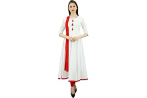 Atasi Damen Designer Anarkali Salwar Anzug Ethnic Indian Cotton Dress