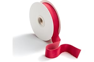 CHUQING Cinta de Terciopelo Rojo 25 mm, Decorativa para Regalo, Lazo, Borde y Joyas