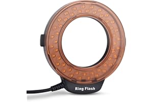 VBESTLIFE V BESTLIFE Anillo de Flash para Cámara SLR, Luz de Relleno Operada de 48pcs LED Bead Ring Flash con filtros de Color, Adaptador para Canon, Nikon, Pentax, Olympus, Panasonic