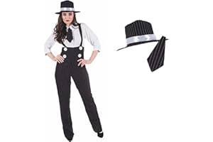 Fun Shack Disfraz Gangster Mujer, Disfraz Años 20 Mujer, Disfraz de Mafioso Mujer, Disfraz Mujer Carnaval Talla L