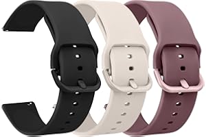 Mugust 3Pack Bracelets de Montres Silicone 20mm 22mm, Remplacement Dégagement Rapide pour Femme Homme 20mm 22mm (20mm, Starlight/Fumée Violette)