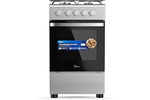Midea 50x55cm Freestanding Cooker, Full Gas Cooking Range With 4 Burners, Manual Ignition And Full Safety MFO-MG20TE-OL Silver